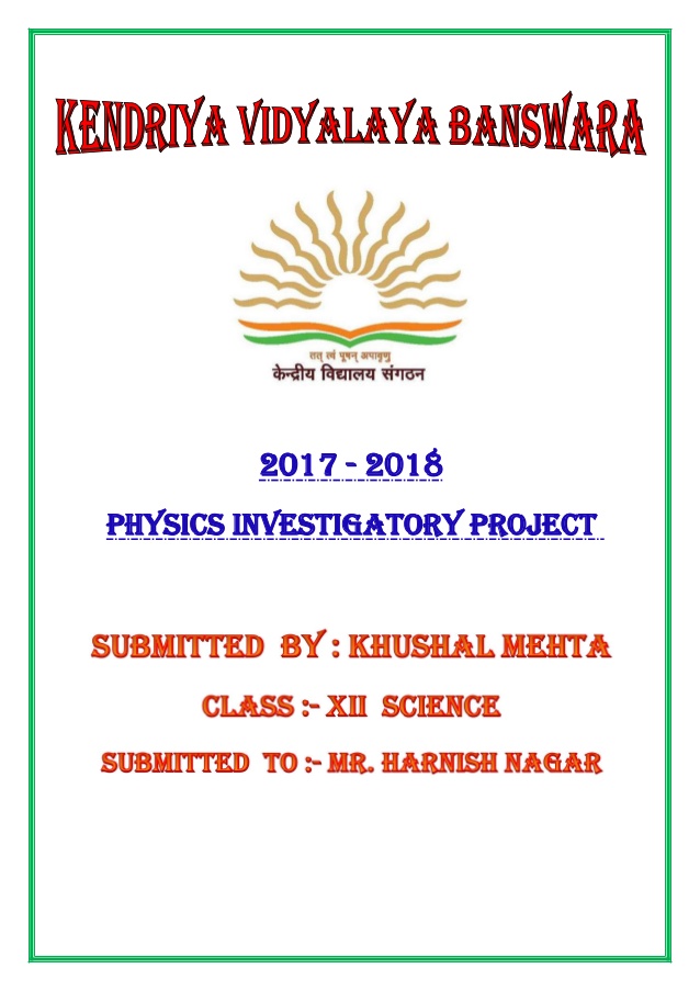 physics class 11 investigatory project